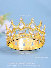 Shiny Crystal Gold Royal Crown – Bridal & Pageant Accessory - Multicolor - View 29