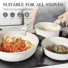 GiPP 5/11-Piece Non Stick Outdoor Cookware Set, Granite Coating With Removable Handle, Lightweight For Camping Hiking RV, Induction Hob Compatible - White - View 5