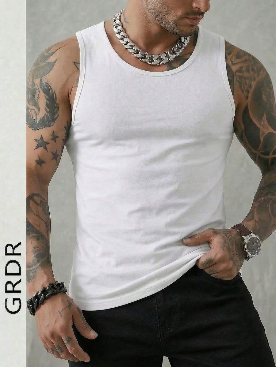 GRDR Men's Casual Solid Color Tank Top, Summer
