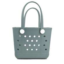Small Rubber Beach Bag For Women, EVA Beach Bag Waterproof Sandproof Small Tote Bag - 玻璃綠 - 查看 3