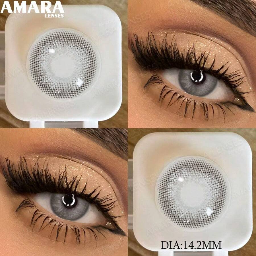 AMARA 1 Pair Of Brown For Eye Makeup, Natural-Looking , Gray Fashion Lenses