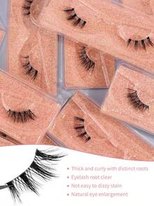 MAANGE 10/2 pares de pestañas postizas de aspecto natural de piel de zorro con bandas de pestañas transparentes, pestañas esponjosas y delicadas con estilo de dibujos animados para rizar y agrandar los ojos, pestañas de ojos de gato desordenadas, pestañas cortas y delgadas similares al mink, naturales y rizadas para agrandar los ojos, adecuadas para uso diario, viajes, fiestas, trabajo, regalo para mujeres - Negro - Ver 8