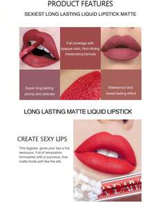 HANDAIYAN 6pcs/Set Matte Lip Gloss Kit, Waterproof & Smudge-Proof, Popular Makeup Matte Lip Tint & Lip Gloss (2.5ml*6) - Suitable For Halloween, Christmas, Daily Makeup, School Gift Set, Face Painting, Cosmetics For Women, Ideal For Winter/Spring, Birthday/Valentine's Day/Mother's Day Gift, Essential For Party - Honey - Xem 8