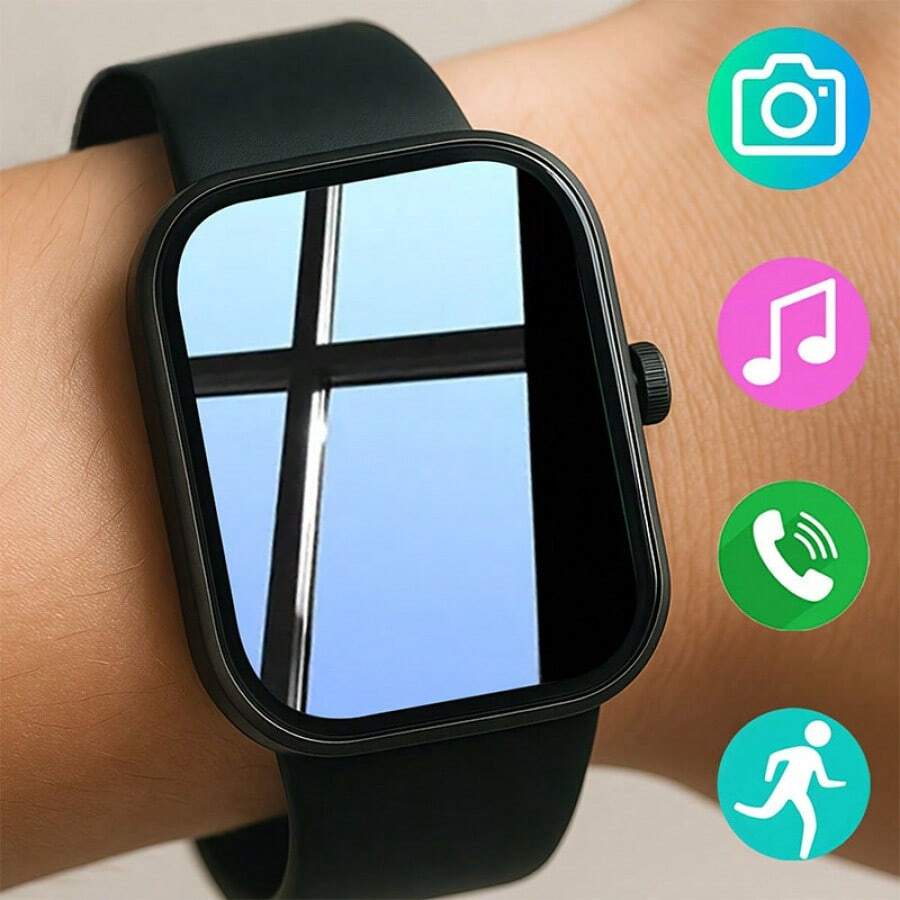 SIDAKEYE 2026 New High-Definition Full Touch Screen Smart Watch (Unisex) - Supports Wireless Calling/Messaging, Multiple Sports Modes, Remote Camera Control, Health Tracking, Outdoor LED Lighting, Compatible With Android And IOS, USB Charging, Zinc Alloy Case/Silicone Strap - View 1