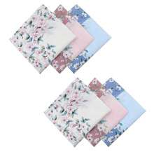 Pañuelos para mujer pañuelo floral de algodón de 17 pulgadas para mujeres bodas fiestas banquetes hogar - Azul Rosa Blanco6pcs - Ver 8