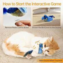 1pc Interactive Realistic Bird Cat Toy | Lifelike Chirping Sound, Soft Feathers, Handmade Flying Design, Single Cat Hunting Fun, Suitable For All Cat Breeds, No Battery Required - Multicolor - View 12