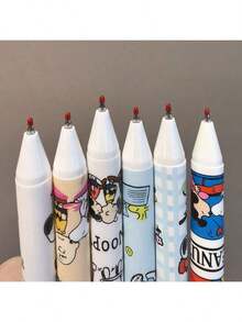 SNOOPY Bộ 6 bút bi hình trái tim Kawaii - Phiên bản giới hạn Ins cao cấp, bút bi gel đen 0.5mm, bút viết bài thi dễ thương dành cho nữ sinh, mực trơn tru, dụng cụ học tập. - Nhiều màu - Xem 4