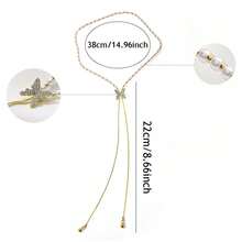 1件，女士项链，蝴蝶串珠，可调节流苏，婚礼季项链 - 彩色 - 查看 2