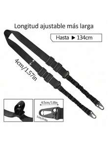 Two-Point Rifle Sling With Length Adjuster, Traditional Sling With Metal Hook For Outdoor Use, 2-Point Bungee Tactical Rifle Sling, Military Hunting Sling, 2-Point Rifle Sling With QD Swivel Mounts, Traditional Two-Point Elastic Sling With Metal Hardware, Extra-Long Webbing Adjustable Gun Sling, Two-Point Rifle Sling - Tactical, Adjustable Length, Metal Hook For Outdoor Use (Black) - Black - View 5