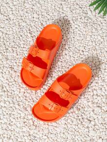 New Fashion Thick Sole Slide Sandals For Women, Non-Slip, Soft, Buckle, Outdoor Wear, Durable, Cushioned, Comfortable - Orange - View 4