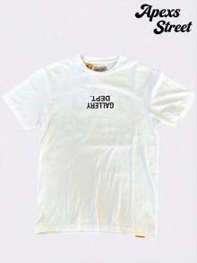 Gallery "Cream Orange" Shirt, Cotton Printed T-Shirt,Men's Graphic Stylish Design T-Shirt,Vintage Casual Hip-Hop Style For Outdoor Leisure Activities - 白色 6 - 查看 2