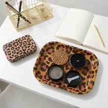 3pcs Wild Elegance Leopard Rolling Tray Set, Includes Print 2" Grinder, 7" X 5" Rolling Tray And Storage Box, Premium Metal Rolling Tray Kit, Ideal For Gifts - Because Style Should Never Be Tamed - 放 - 查看 3