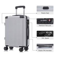 YONSLY Large Suitcase 20/24/28 Inches With YKK Zipper TSA Lock 4 360° Wheels Spinner Mesh Pocket Soft Rubber Handle Travel Suitcase For Short Trips - 銀色 - 查看 3