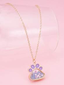 1 chiếc vòng cổ mặt dây chuyền hình ngôi sao lấp lánh và dấu chân thú cưng, quà tặng ngày lễ cho bé gái. - Nhiều màu - Xem 3