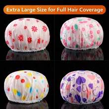 Mũ tắm PE trong suốt, chống thấm nước, in hình hoa nhỏ, dành cho người lớn, không dùng một lần, một lớp, thích hợp dùng trong khách sạn. - Phiên bản dày - Xem 6