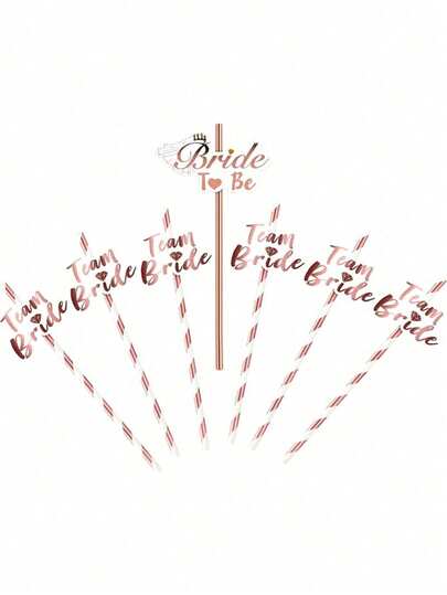1-12pcs Rose Gold Foil Decorated Straws - Suitable For Bachelorette Party, Wedding Party, Kitchen, Kitchen Gadget Gifts, Tableware, Birthday Party, Wedding, Gender Reveal Party, Bridal Shower Decor, Party Supplies, School Supplies, Halloween, College Essentials, Kitchen Accessories