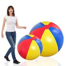1pc Inflatable Giant Oversized Colorful Ball, Thick PVC Material Durable Portable Large Rainbow Balloon, Summer Water Game Ball For Pool Beach Party Group Throwing Activity - Multicolor - View 9