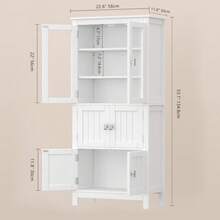53.1" H Tall Bathroom Storage Cabinet Bathroom Floor Cabinet with 6 Doors and Adjustable Shlef Linen Cabinet Pantry Cabinet for Living Room Kitchen Entryway White - Blanco - Ver 4