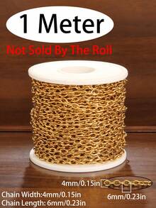 Dây chuyền thép không gỉ hình chữ O dài 100cm, kiểu mắt xích Rolo dày dặn, dùng để làm trang sức DIY, vòng tay, dây chuyền, phụ kiện làm hàng số lượng lớn. - Chuỗi O - Xem 19