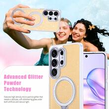 360° Rotating Holder, Glitter Craftsmanship, High Density Luminous Texture, Magnetic Car Mount, Suitable Compatible With Iphone 17 Pro Max/16/15/14/13/12/11/XR, Galaxy S26 Ultra/S25/S24/S23/S22, 9/9 Pro/9 Pro XL/10/10 Pro/10 Pro XL - Orange - View 2