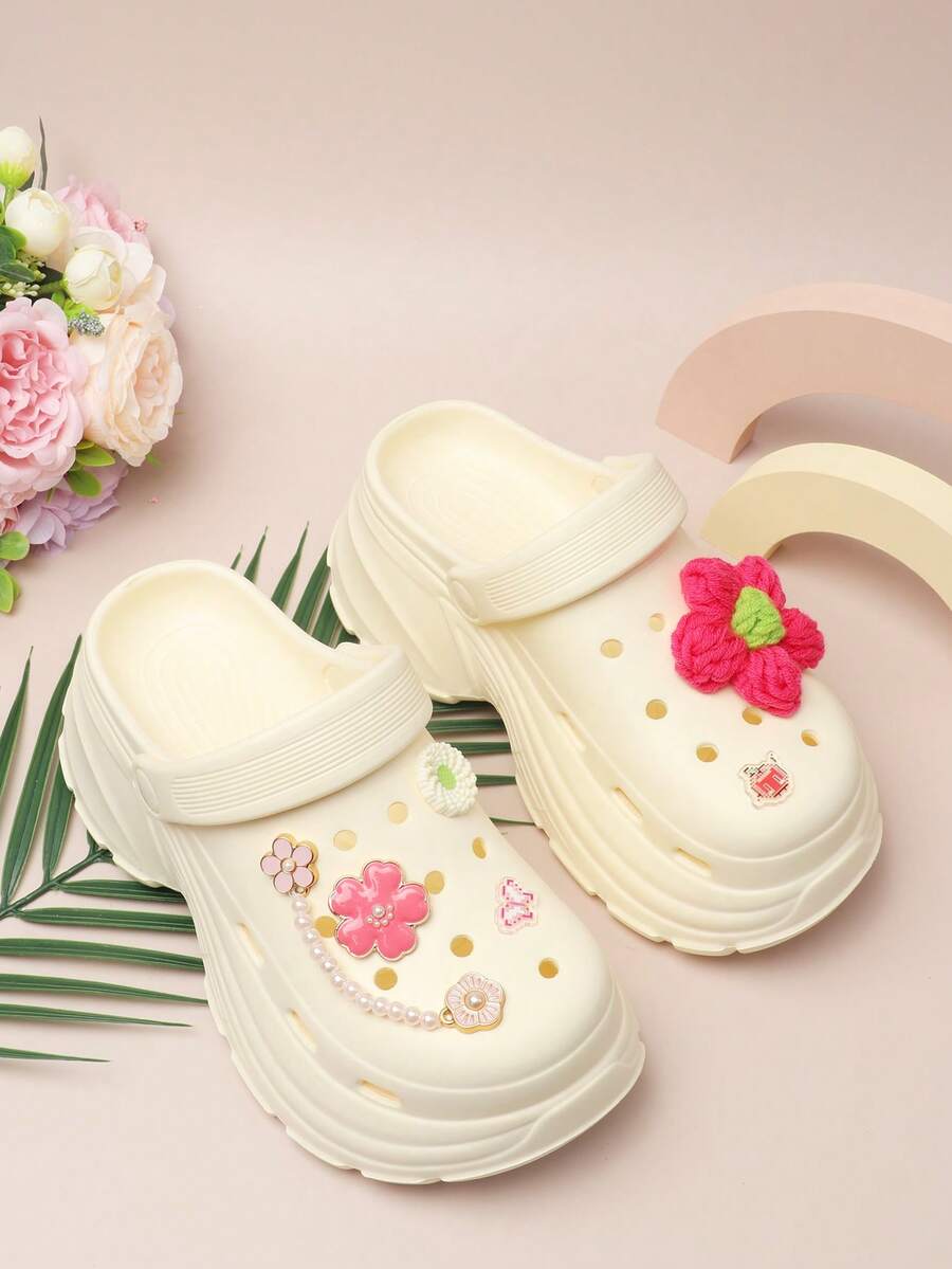 2026 女士厚底拖鞋，两用厚底凉拖，沙滩鞋 - 米色 - 查看 1