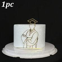 1pc/3pcs Minimalist Design Golden Acrylic Graduation Cap Cake Topper, For Graduation Ceremony And Party - Multicolor - View 19