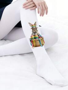 1双女士天鹅绒猫咪印花连裤袜，可爱迷人，猫咪爱好者必备，时尚性感，优雅舒适，适合各种场合，尤其适合情人节、约会、日常穿着和工作场合。 - 彩色 - 查看 22