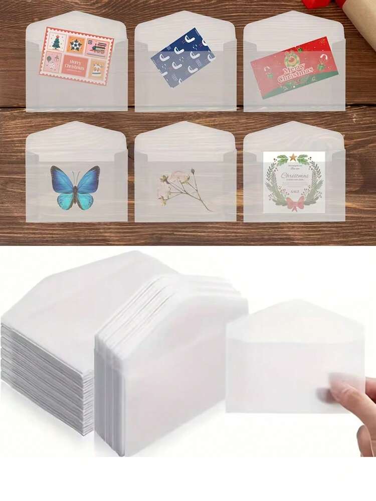 10 chiếc phong bì bán trong suốt thanh lịch, phong bì giấy vellum mini, thích hợp cho thiệp chúc mừng - Phong bì thiệp mời thủ công tự làm, thích hợp cho thiệp cưới, trang trí tiệc cô dâu, trang trí bàn sự kiện, phong bì gửi quà tặng tiệc tùng, thiệp sinh nhật và tốt nghiệp (Không bao gồm tem sáp) - Nhiều kiểu dáng - Xem 2
