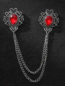 1 pieza Broche de cruz vintage con cadena de borlas, alfiler de solapa para camisa de hombre, accesorio de estilo británico - gotitas de agua - Ver 19