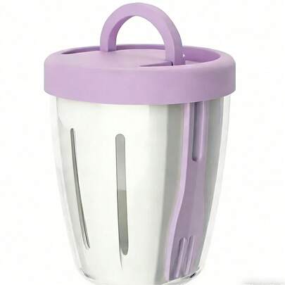 Cốc đựng salad di động hai lớp có lỗ thoát nước, kèm nĩa, thích hợp cho dã ngoại và bữa sáng.