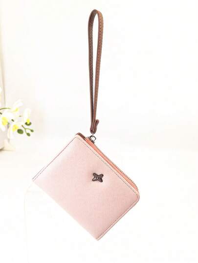 2026 New Kids' Handheld Wallet, Candy Color Patchwork Compact Snap Closure Multi-Function Wallet Card Holder Coin Purse