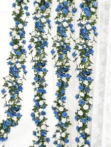 1/3/10 piezas Flor de rosa artificial colgante de 240 cm, enredadera de hiedra perenne falsa con hojas verdes, adecuada para decoración del hogar, decoración de habitaciones, decoración de jardines, decoración de paredes, decoración interior/exterior, decoración de dormitorios, decoración de bodas, decoración de mesas de comedor, decoración de fiestas, decoración de cumpleaños, decoraciones de primavera - Azul y blanco - Ver 8