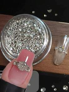 1Box Sparkling Round Rhinestone Ring Nail Charms Mixed Size Super Flash Clear Rhinestone Nail Gemstone Shiny Crystal DIY Manicure Supplies Jewelry For Nail Art Craft Nails - Perak - View 2