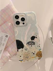 1个时尚可爱9只小狗图案防水、防指纹、防刮透明IMD软面光滑手机壳，适合表白、送给朋友、家人、情侣、生日、节日礼物，兼容 17/17 Plus/17 Pro/17 Pro Max - 彩色 - 查看 5