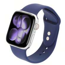 Silicone Band For Apple Watch Strap 46mm 44mm 45mm 40mm 41mm 42mm 49mm Sport Bracelet Series 11 10 9 8 7 6 5 SE Ultra 3 2 - Midnight Blue - View 7