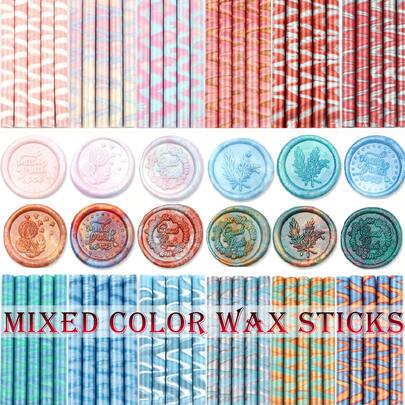 5 que sáp niêm phong các loại, que sáp niêm phong, con dấu sáp niêm phong cổ điển màu vàng, nhãn sáp niêm phong phong bì thiệp mời