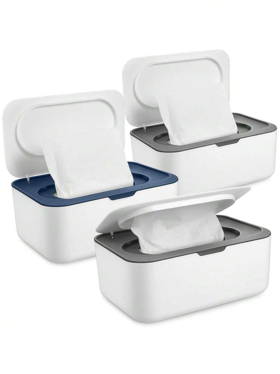 Caja de pañuelos de gran capacidad, dispensador de pañuelos faciales, caja de almacenamiento a prueba de polvo para máscaras, recargable para bebés y adultos, mantiene la limpieza, caja de pañuelos montada en la pared (Nota: La parte inferior tiene pequeños agujeros para colgar, no es adecuada para almacenar toallitas húmedas) - Multicolor - Ver 1