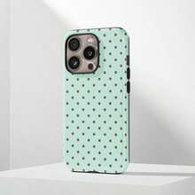 Pink Base Black Polka Dot Phone Case, Cute Y2K Style. Compatible With IPhone 17, 16, 15, 14, 13, 12, Max Plus Models - Green - View 3