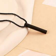 1件装时尚长款圆柱形吊坠项链 - 简约时尚光滑表面设计 - 男女皆宜的时尚节日礼物 - 彩色 - 查看 5