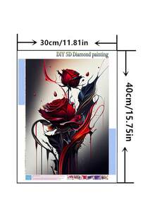 1件套DIY钻石画套装 - 玫瑰花卉图案，全钻，家居装饰，30*40厘米/40x50厘米 - 套裝 - 查看 4