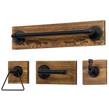 MyGift - Juego de 4 piezas para baño madera metal y madera color marrón oscuro - Marrn - Ver 6