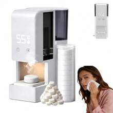 Hot Towel Dispenser Automatic Warm Towel Dispenser Disposable Towel Heater Dispenser Auto Compressed Towels Wamer 55°C Constant Temperature Voice Alerts 5-Second Warmth 500ml Tank B - B - Ver 2