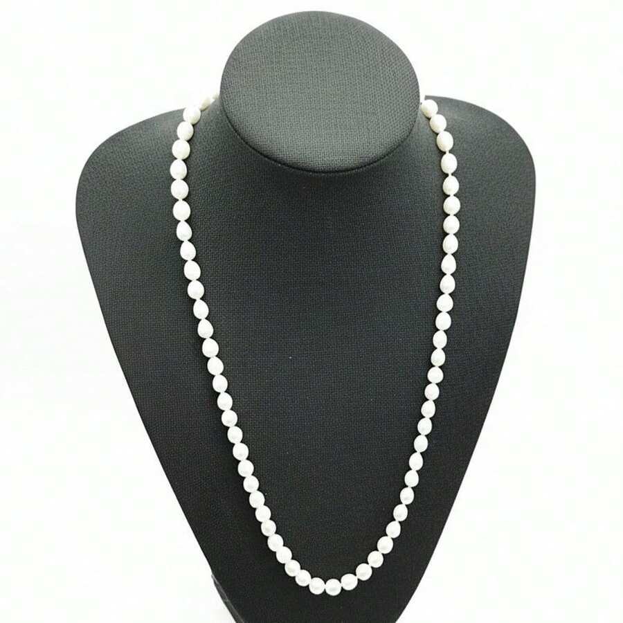 Freshwater Baroque Natural Pearl Necklace 70cm 18k Gold Plated 4848 - 白色 - 查看 1