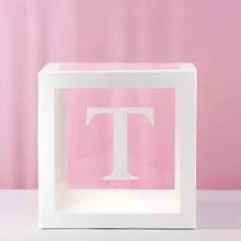 1pc White Transparent Baby Shower Gift Box With "Baby One Two Love" Letter Decoration, Transparent Cube Decorative Box Suitable For Gender Reveal Party, Birthday Party, Wedding, Bridal Shower, Photo Backdrop, Reusable Celebration And Photography Decoration - White - View 17