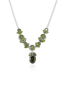 “绯红花园”锆石首饰套装，奢华复古红/绿锆石项链和耳环，适合搭配晚礼服 - 彩色 - 查看 9