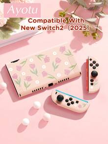Ayotu 1 pieza Funda protectora transparente ultra delgada de TPU con patrón de tulipán rosa compatible con Switch OLED/Switch/Switch Lite/New Switch 2 (2025) - Admite diseño de acoplamiento, no es necesario retirar, anti-caída y a prueba de polvo, disponible en varios colores - Multicolor - Ver 18
