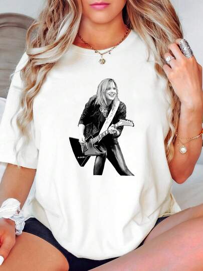 T-shirt femme imprimé Lzzy Hale Halestorm Guitare Musique T-shirt