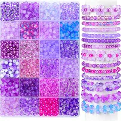 24 hạt cườm thủy tinh nhiều màu sắc, 24 hạt pha lê màu đỏ và hồng để làm trang sức, đồ thủ công DIY, trang trí tiệc, vòng cổ phụ kiện lãng mạn.