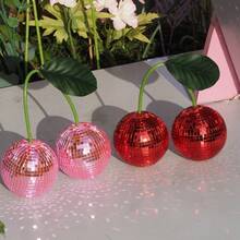 Cherry Disco Ball Wall & Home Decor, Hanging Cherry Disco Ball, Pink Fruit Disco Decoration, Suitable For Birthday, Graduation, Christmas, Halloween, Wedding, Party, Club, Stage, Bar And Other Occasions - 迪斯科櫻桃 - 查看 3