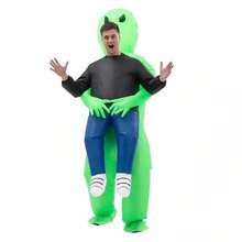 1pc Inflatable Alien Costume For Adults, Suitable For Role-Playing Parties, Full Body Inflatable Rat Costume, Halloween Party Outfit - Green - View 1